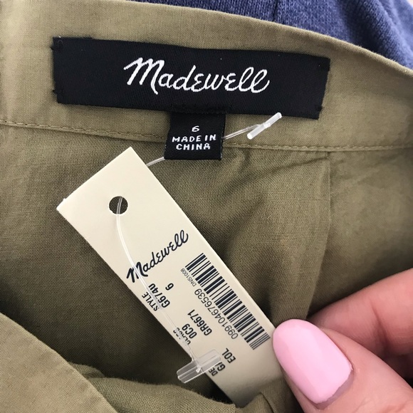 $20 SALE NWT Madewell Ruffle Wrap Mini Skirt Olive - Picture 4 of 5